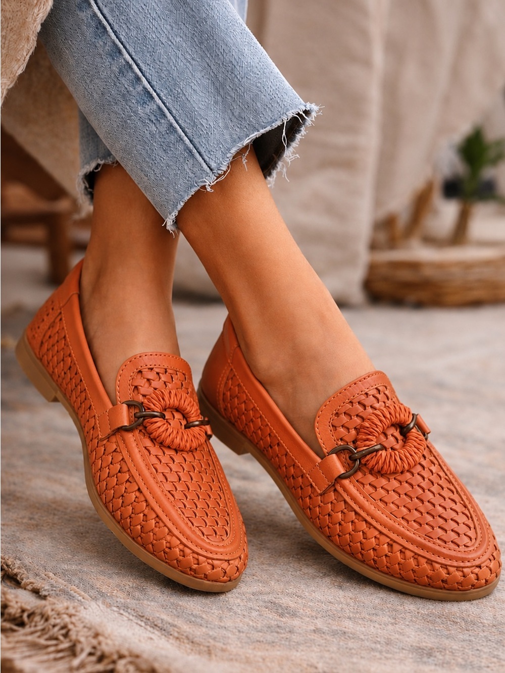 Brioso Presley Woven Leather Ornamented Loafers